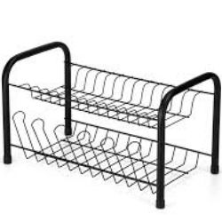 Escorredor de louça Berço C/ Porta Copos Aço Preto Arthi Ref:2545