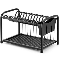 Escorredor Gaivota Duplo C/12 Divisórias  Porta Talheres e Porta Copos Aço e Plastico Arthi Ref:2594