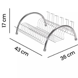 Escorredor de Louça Fantastik 15 Divisórias Com Porta Talheres e Copos Cromado Arthi Ref:1067