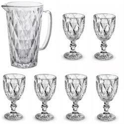 Conjunto Jarra 1L e Taças 330ml C/7un Diamante Clear CX C/4 Fratelli Ref:314888
