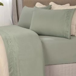 Jogo de Cama Bordado Liso King C/4 Peças 100% Poliester Forest Sul Brasil Ref:4799
