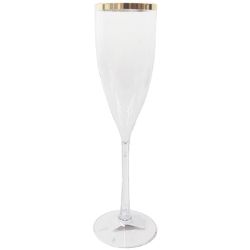 Taça Champagne 180ml Branco Borda Dourada R-7881
