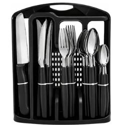 Jogo de Talheres New Caprese C/42un Preto Fratelli Ref:539486