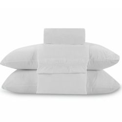 Jogo de Cama Bordado Liso Casal C/4 Peças 100% Poliester Off  White Sul Brasil Ref:4720