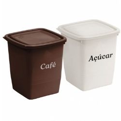 Conjunto Potes Mantimentos Quadrado Giplas C/2un Café/Açucar de 1,95L Marfim/ Marrom Ref:1210-22/25 - Imagem 2