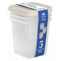 Conjunto Organizadores Quadrados Altos home Giplas de 625ml/1L/1,95L/3,6L Cores Sortido Ref:0447-000
