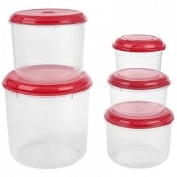Conjunto Potes Mantimentos Giplas C/5un Redondo 600ml/1L/3L/6L Decorados Sortidos Ref:1208-000 - Imagem 3