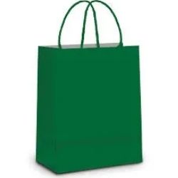 Sacola de Papel Verde Tamanho P 26x21x9cm C/10un Stamp Ref:398