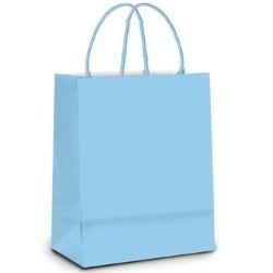 Sacola de Papel Azul Claro Tamanho P 26x21x9cm C/10un Ref:378