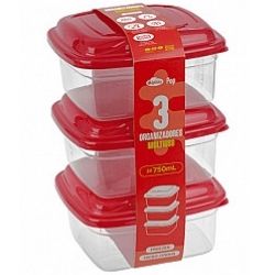 Conjunto Potes Quadrados C/3un 1L Sortido Giplas Ref:0438-000