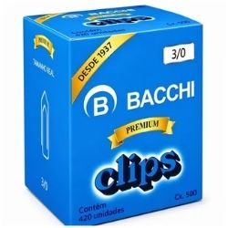 Clips Aço Galvanizado Premium N°3/0 C/420un Bacchin Ref:10070