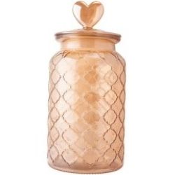 Pote Hermetico Vidro Coração Ambar 1250ml 11x11x23cm Flashgoods Ref:F0215