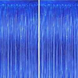 Cortina Decorativa Metalizada Azul Royal 100x200cm (PCT/12un) Silver Ref:HA549