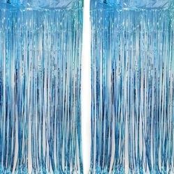 Cortina Decorativa Metalizada Azul Bebe 100x200cm (PCT/12un) Silver Ref:HA336