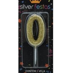 Vela Glitter Dourada N°0 (CX/12un) Silver Ref:VEGD00