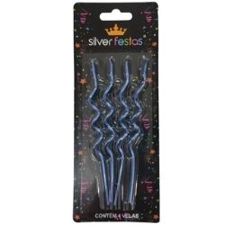 Vela Espiral Azul C/4un (CX/12BT) Silver Ref:V221