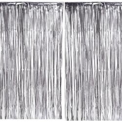 Cortina Decorativa Metalizada Preta 100x200cm (PCT/12un) Silver Ref:HA362