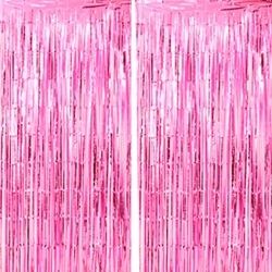Cortina Decorativa Metalizada Rosa Bebe 100x200cm (PCT/12un) Silver Ref:HA335