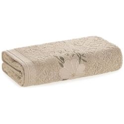 Toalha Banho Felpudo 70cmx1,35m  Bege Jacquard C/3un Dohler Ref: FJ8417 B/12533