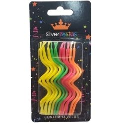 Vela Espiral Neon Sortida C/18un (CX/12BT) Silver Ref:V025