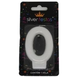 Vela Glitter Branca N°0 (CX/12un) Silver Ref: VEGB00