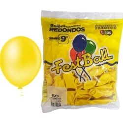 Balão Fest Ball N°9 Amarelo Candy C/50un Ref:1859