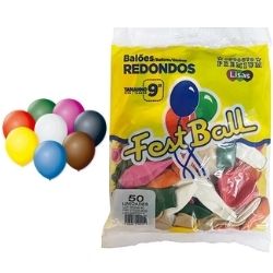 Balão Fest Ball N°9 Sortido Candy C/50un Ref:1864