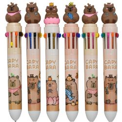 Caneta Esferográfica C/8 Cores Capivara Caixa Com 24un Lyke Ref:9799